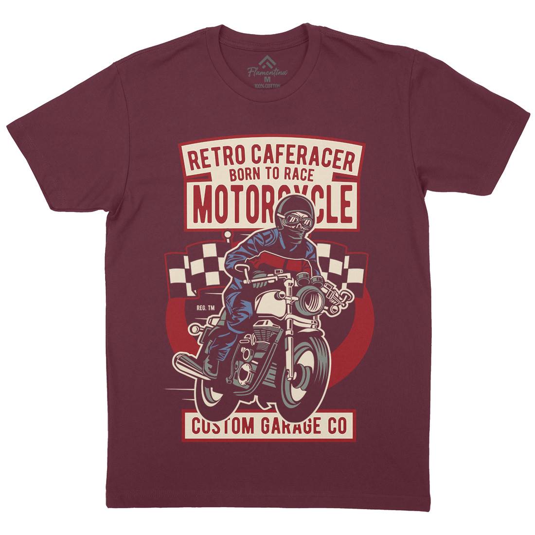 Retro Caferacer Mens Organic Crew Neck T-Shirt Motorcycles D563