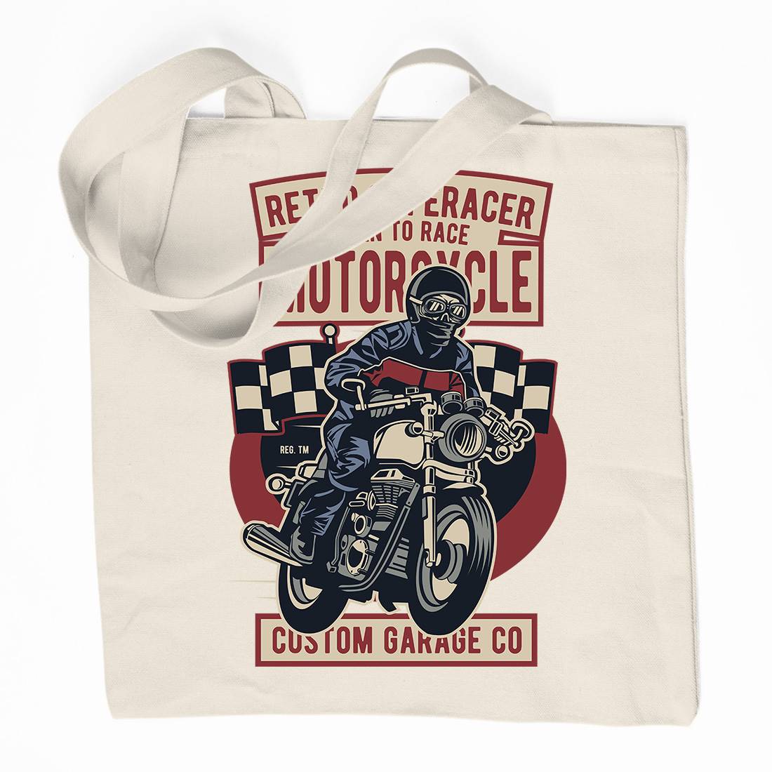 Retro Caferacer Organic Premium Cotton Tote Bag Motorcycles D563