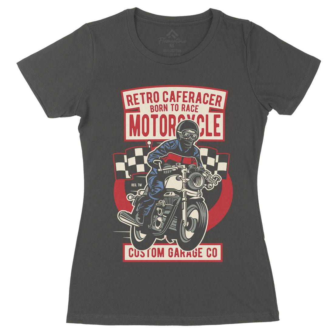 Retro Caferacer Womens Organic Crew Neck T-Shirt Motorcycles D563