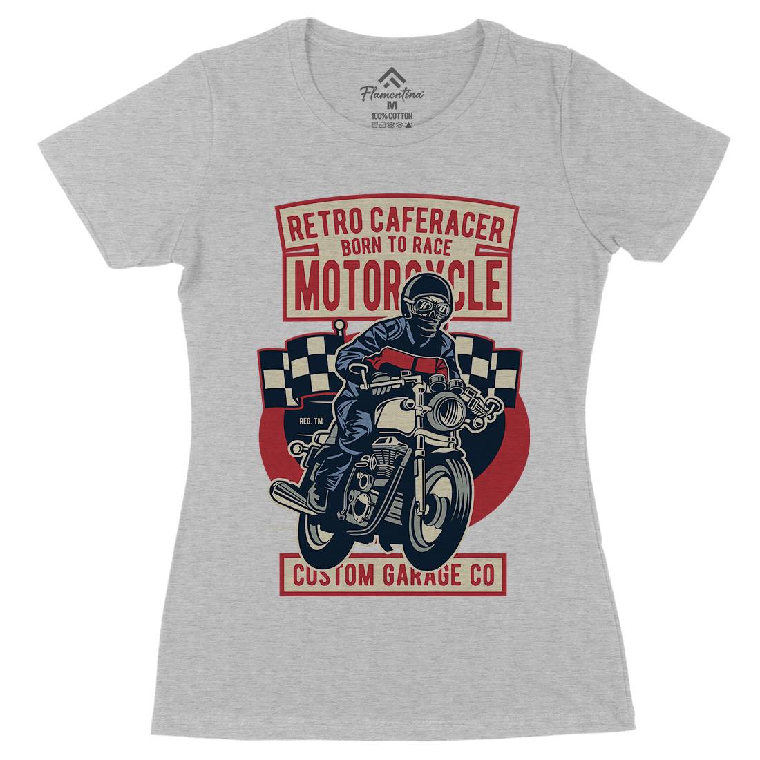 Retro Caferacer Womens Organic Crew Neck T-Shirt Motorcycles D563