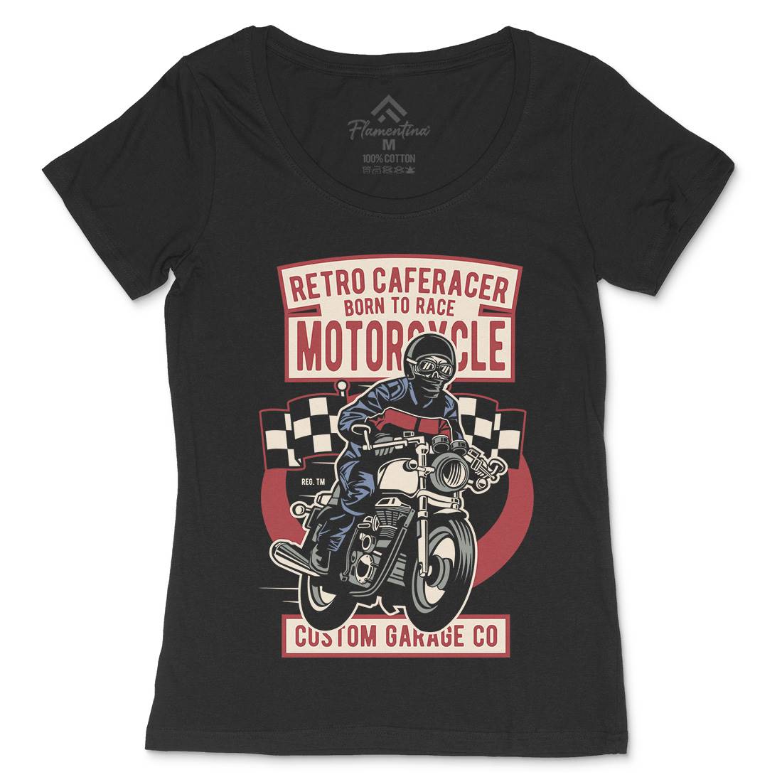Retro Caferacer Womens Scoop Neck T-Shirt Motorcycles D563