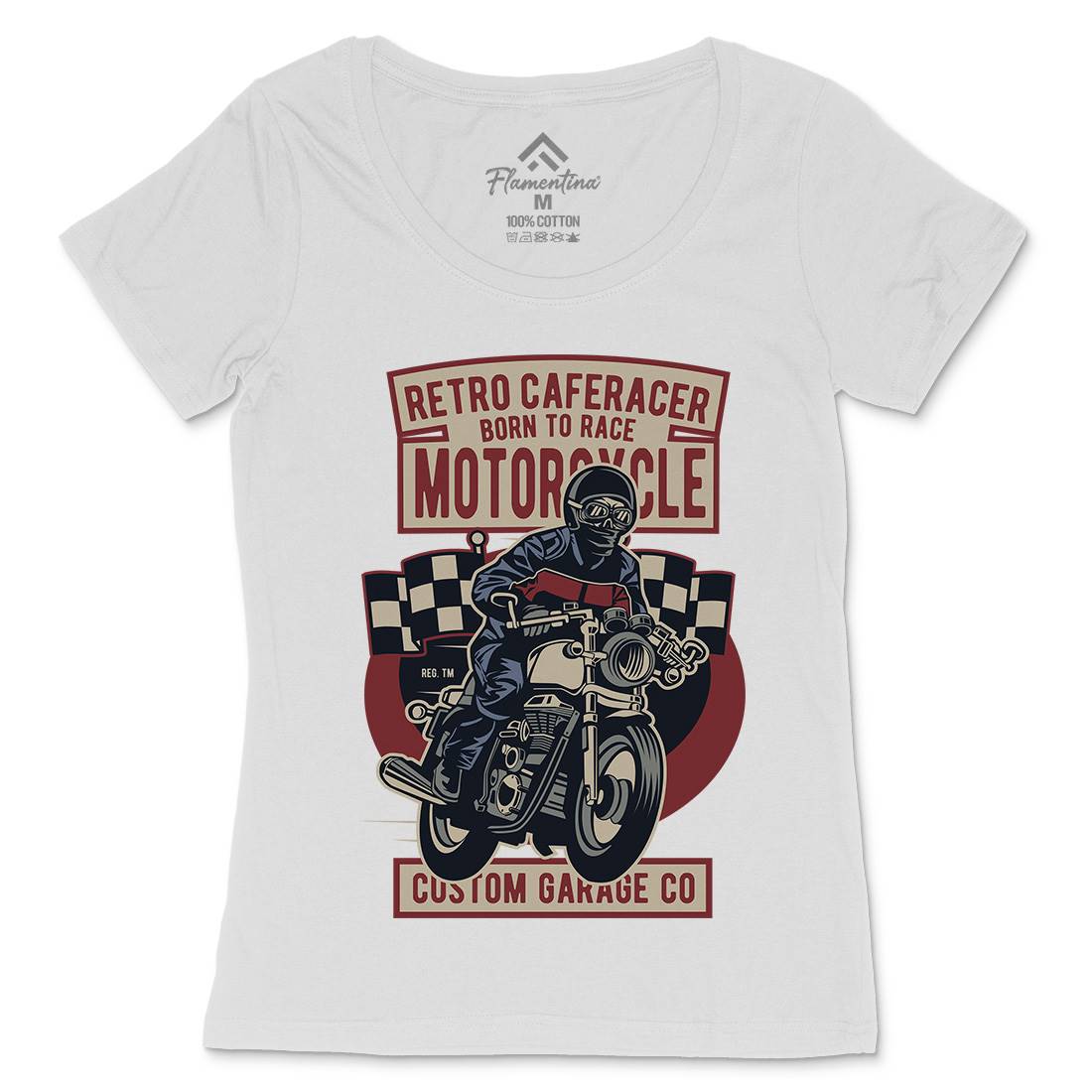Retro Caferacer Womens Scoop Neck T-Shirt Motorcycles D563