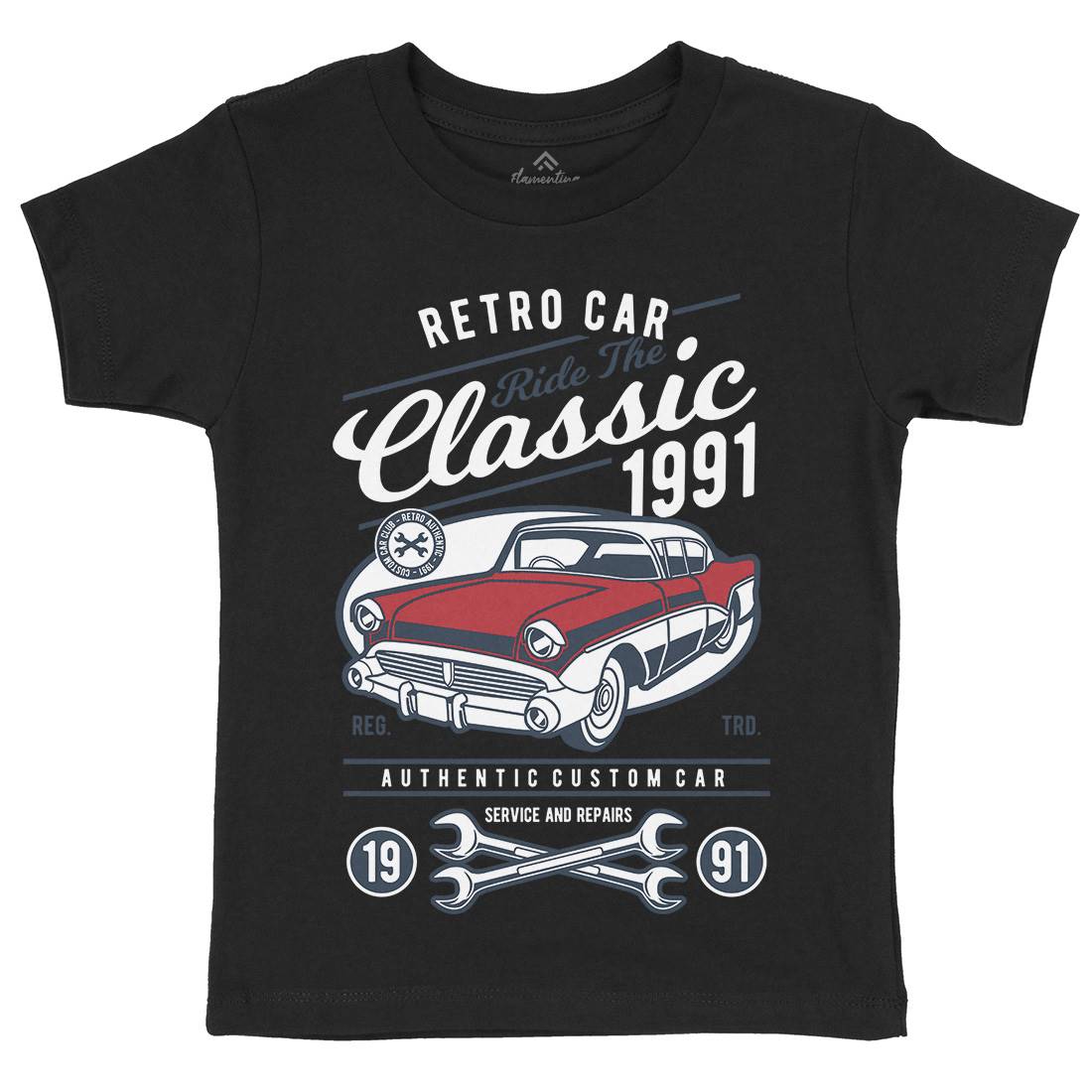Retro Classic Kids Crew Neck T-Shirt Cars D564