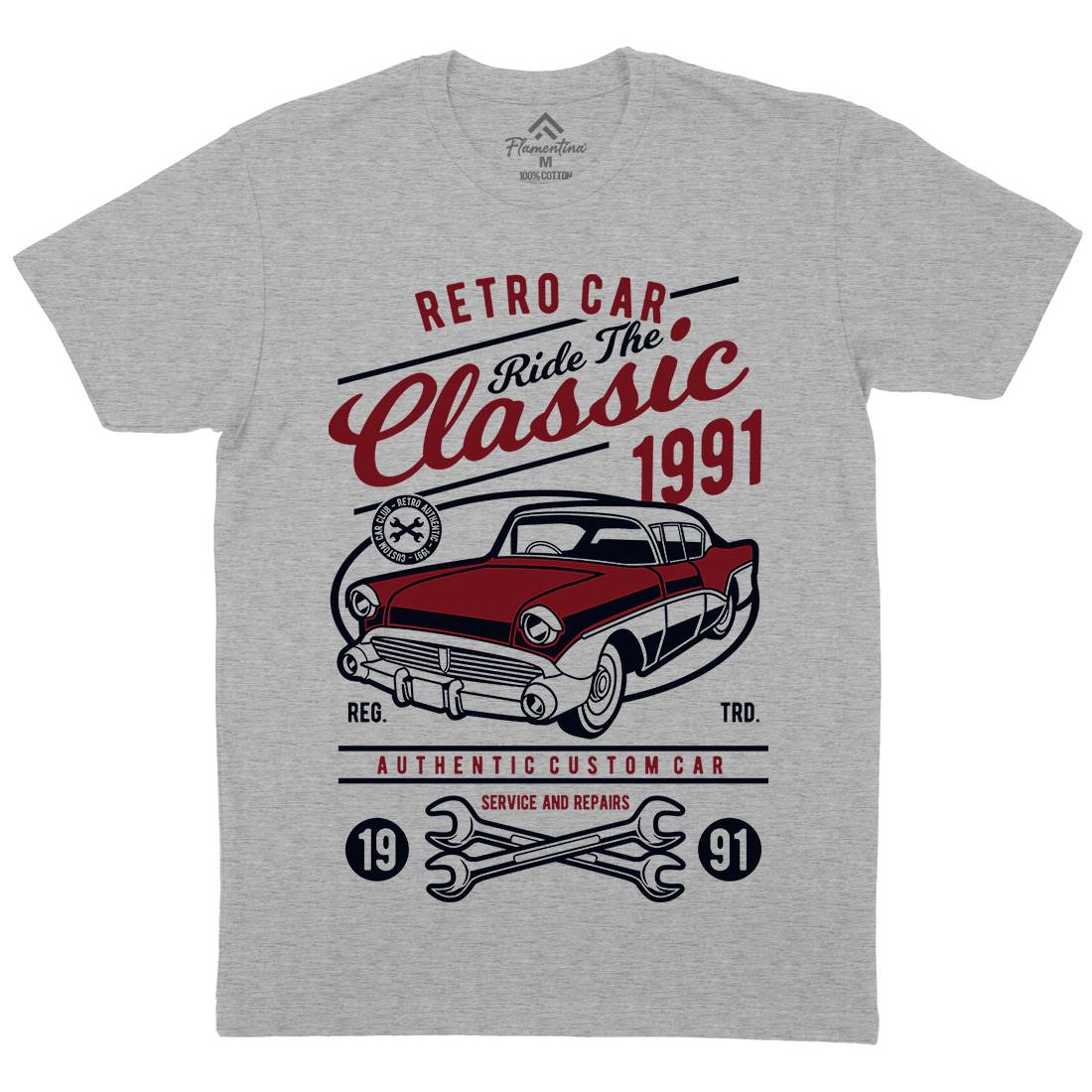 Retro Classic Mens Organic Crew Neck T-Shirt Cars D564