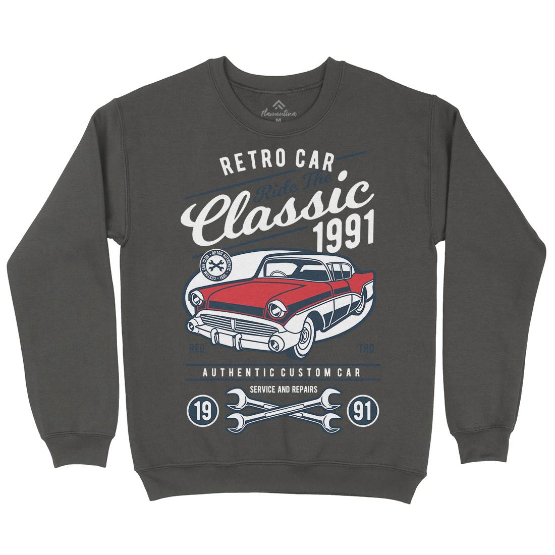 Retro Classic Kids Crew Neck Sweatshirt Cars D564