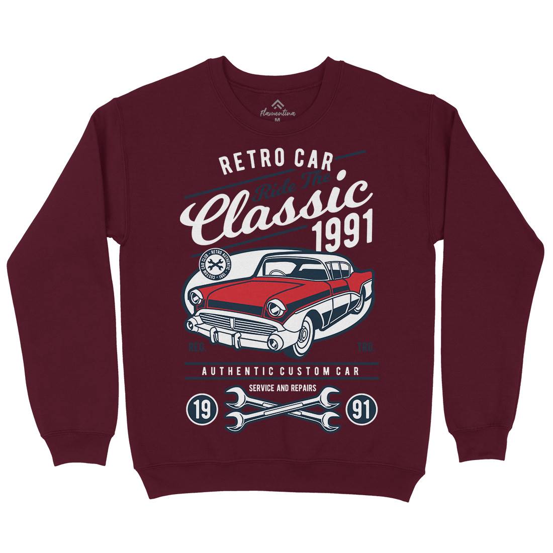 Retro Classic Mens Crew Neck Sweatshirt Cars D564