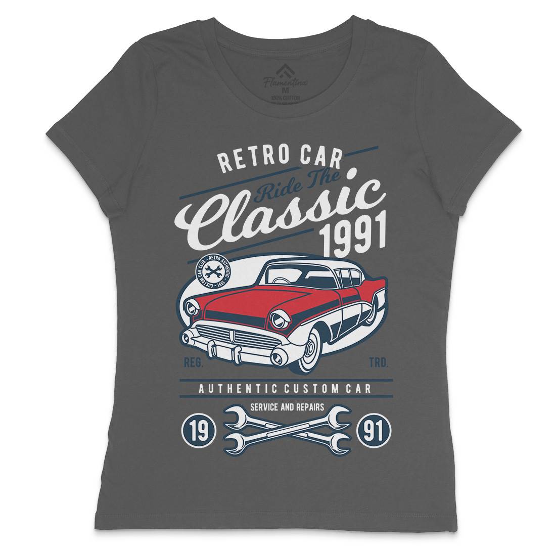 Retro Classic Womens Crew Neck T-Shirt Cars D564