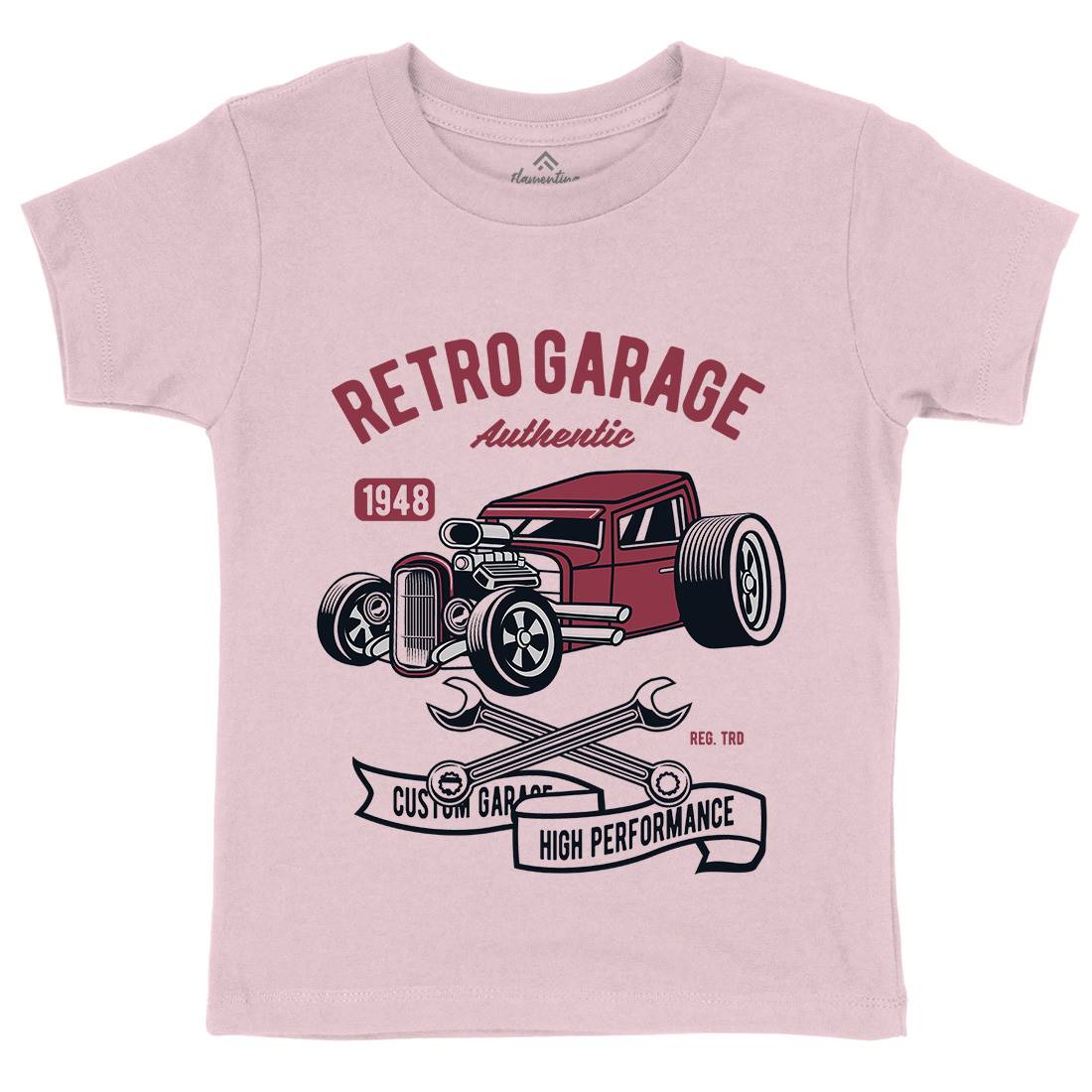 Retro Garage Hotrod Kids Crew Neck T-Shirt Cars D565