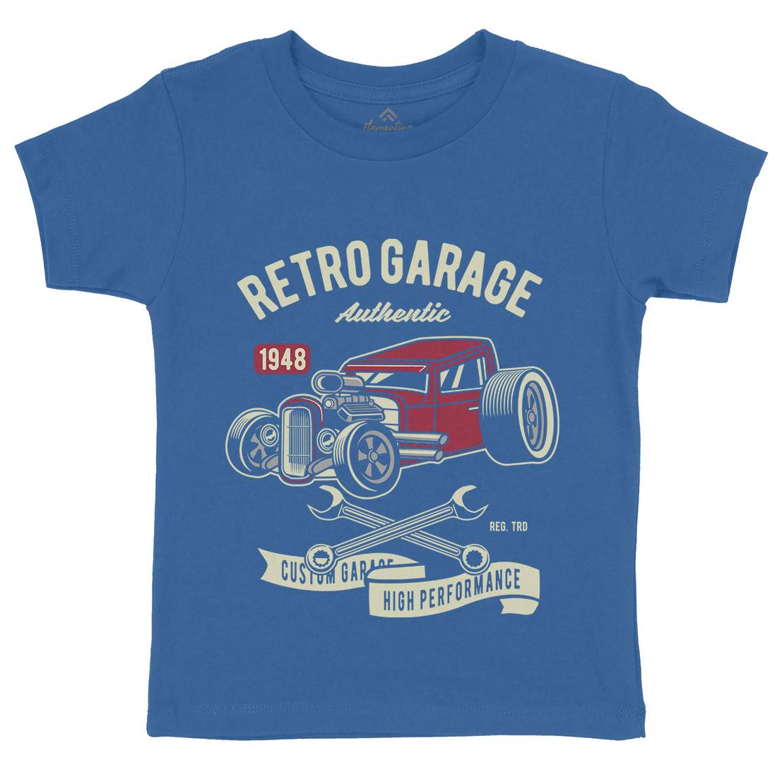Retro Garage Hotrod Kids Crew Neck T-Shirt Cars D565