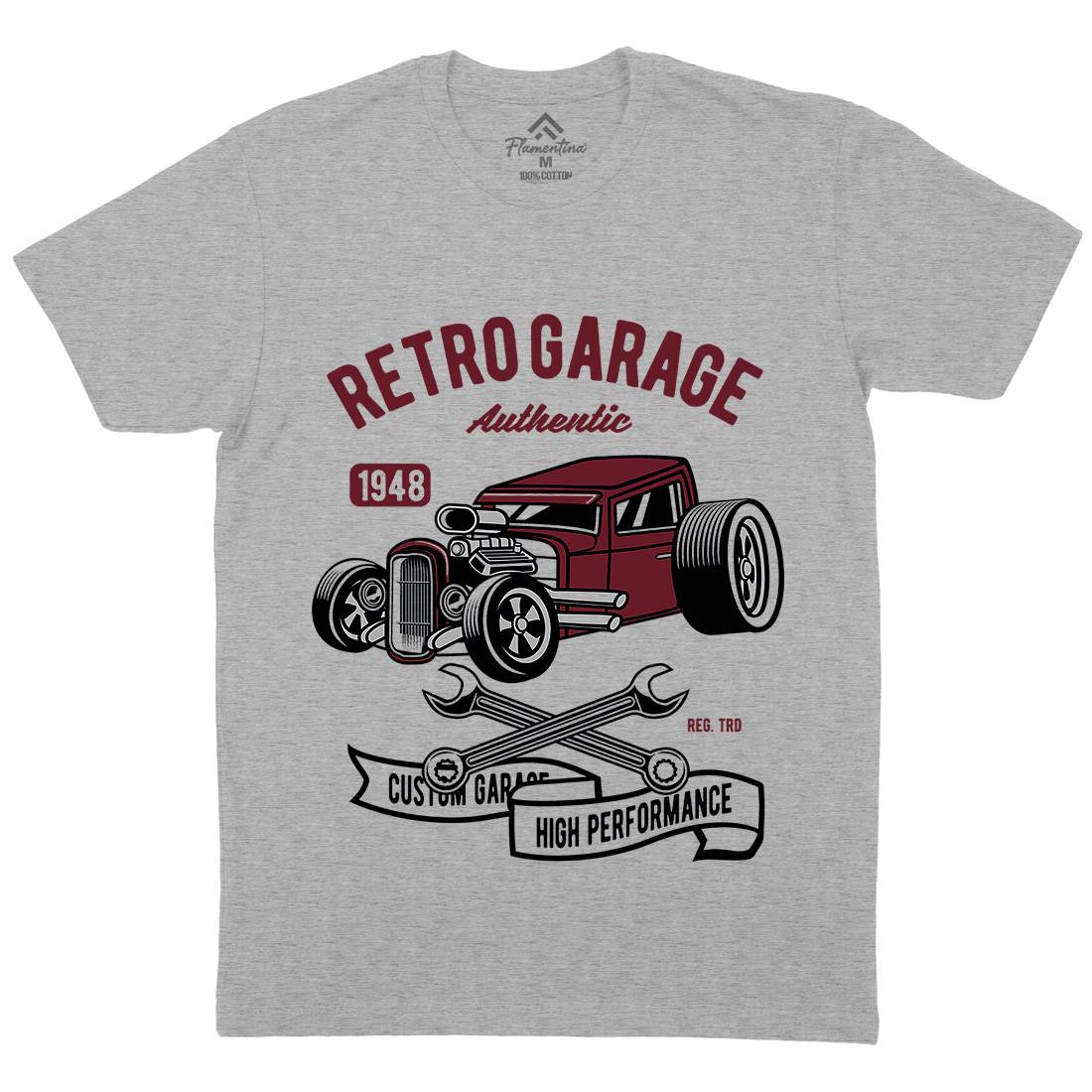 Retro Garage Hotrod Mens Crew Neck T-Shirt Cars D565