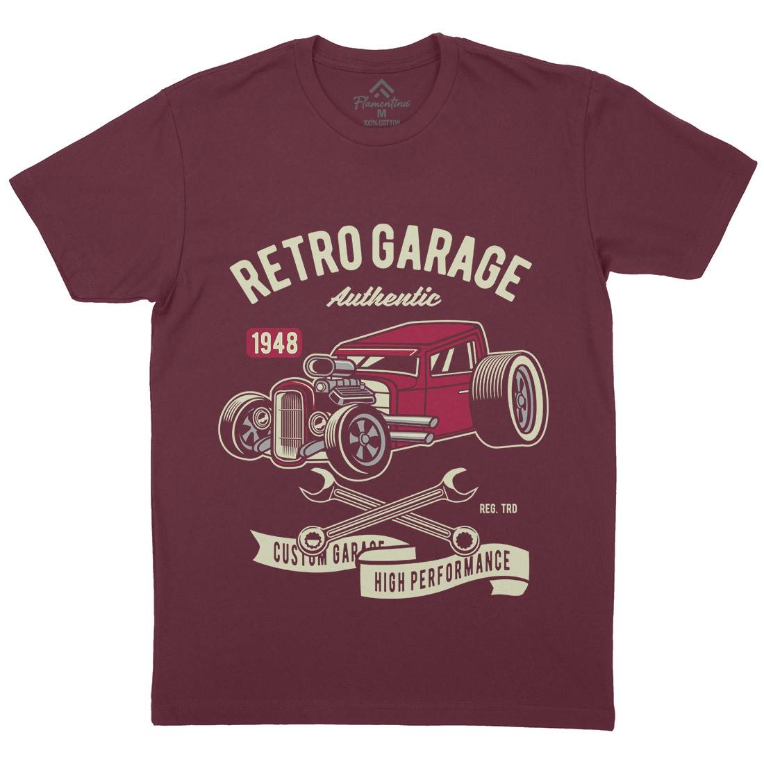 Retro Garage Hotrod Mens Crew Neck T-Shirt Cars D565