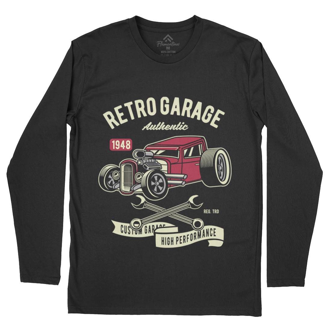 Retro Garage Hotrod Mens Long Sleeve T-Shirt Cars D565