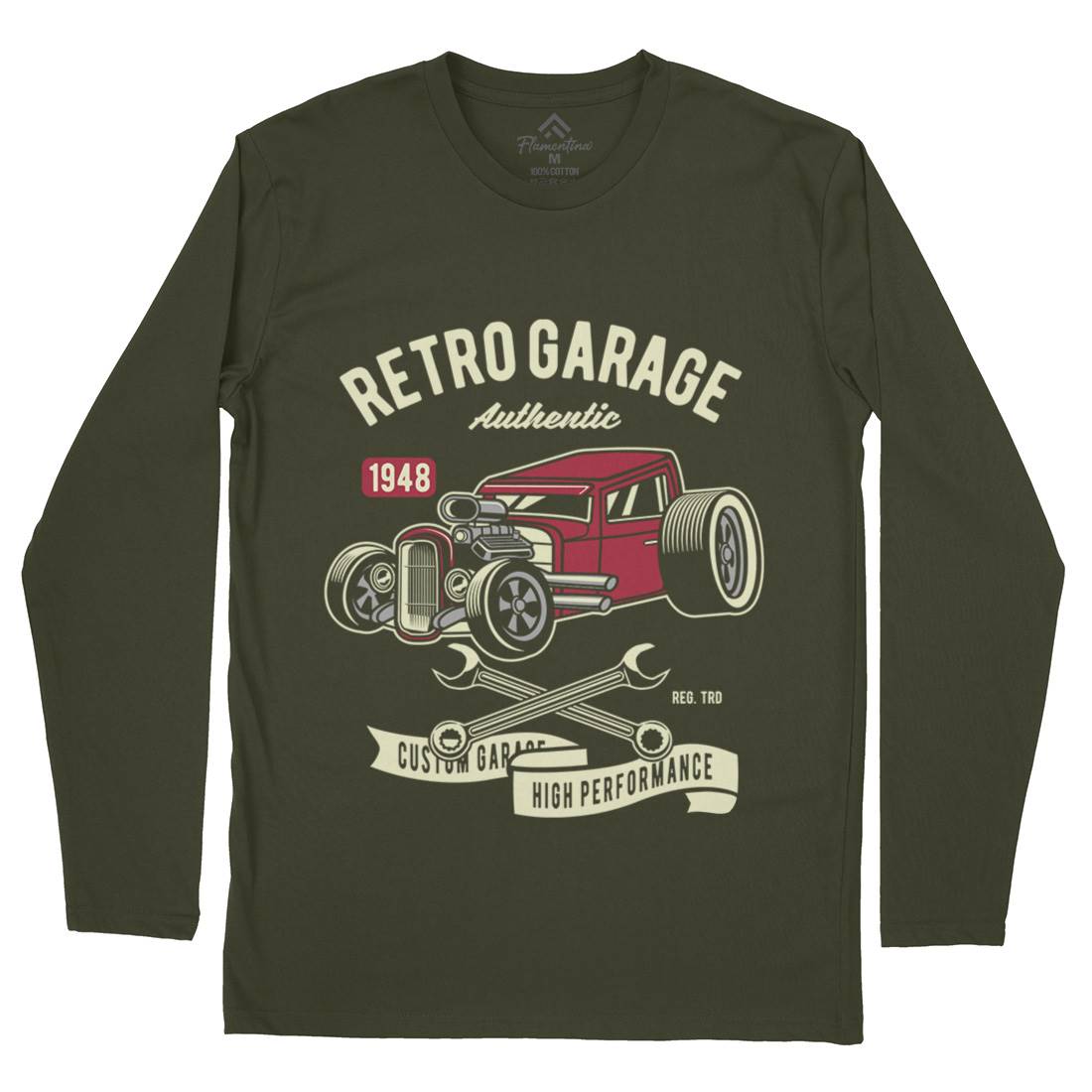Retro Garage Hotrod Mens Long Sleeve T-Shirt Cars D565
