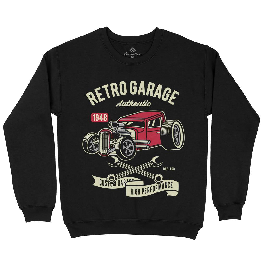 Retro Garage Hotrod Mens Crew Neck Sweatshirt Cars D565