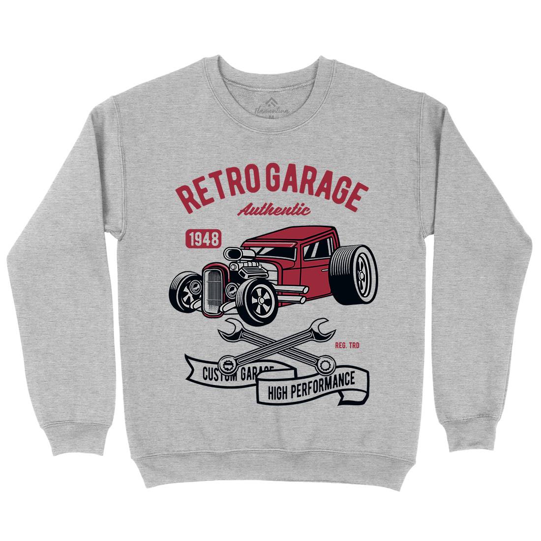 Retro Garage Hotrod Mens Crew Neck Sweatshirt Cars D565