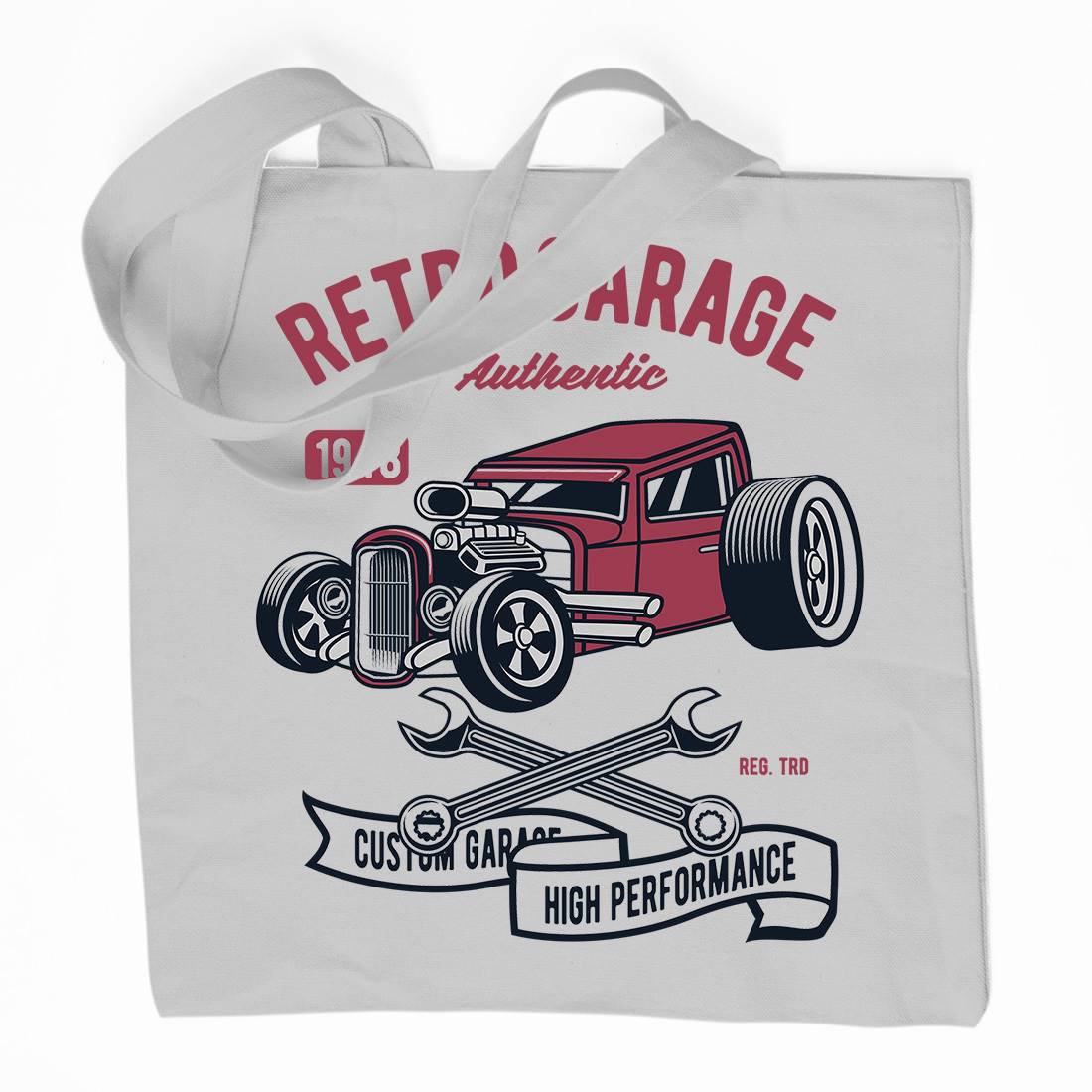 Retro Garage Hotrod Organic Premium Cotton Tote Bag Cars D565