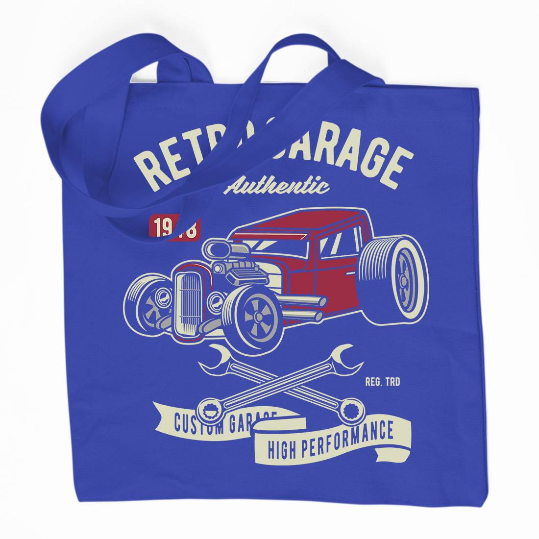 Retro Garage Hotrod Organic Premium Cotton Tote Bag Cars D565