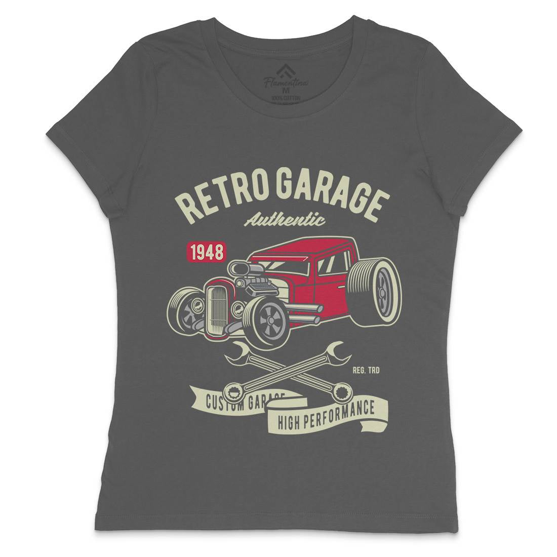 Retro Garage Hotrod Womens Crew Neck T-Shirt Cars D565
