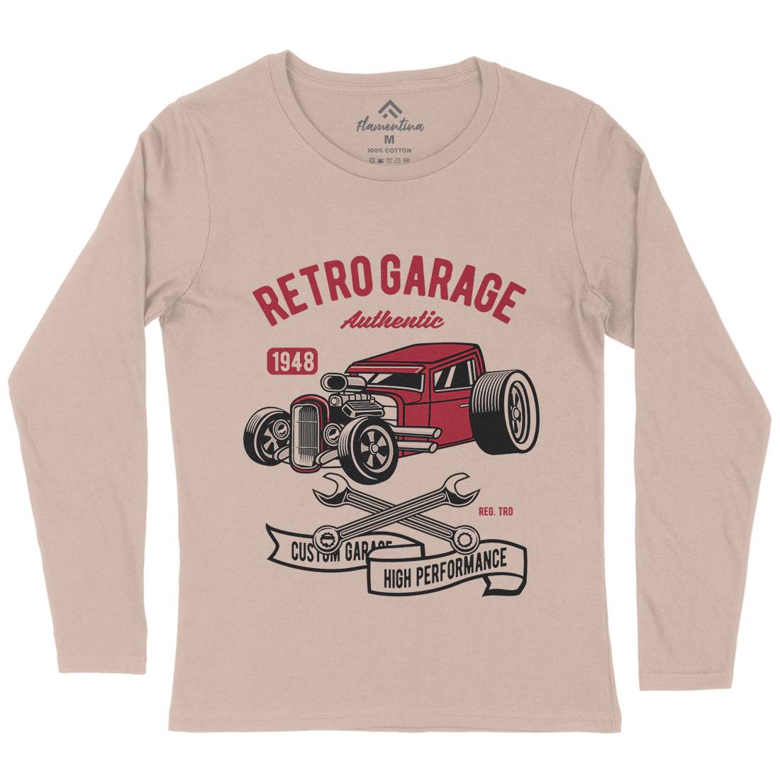 Retro Garage Hotrod Womens Long Sleeve T-Shirt Cars D565