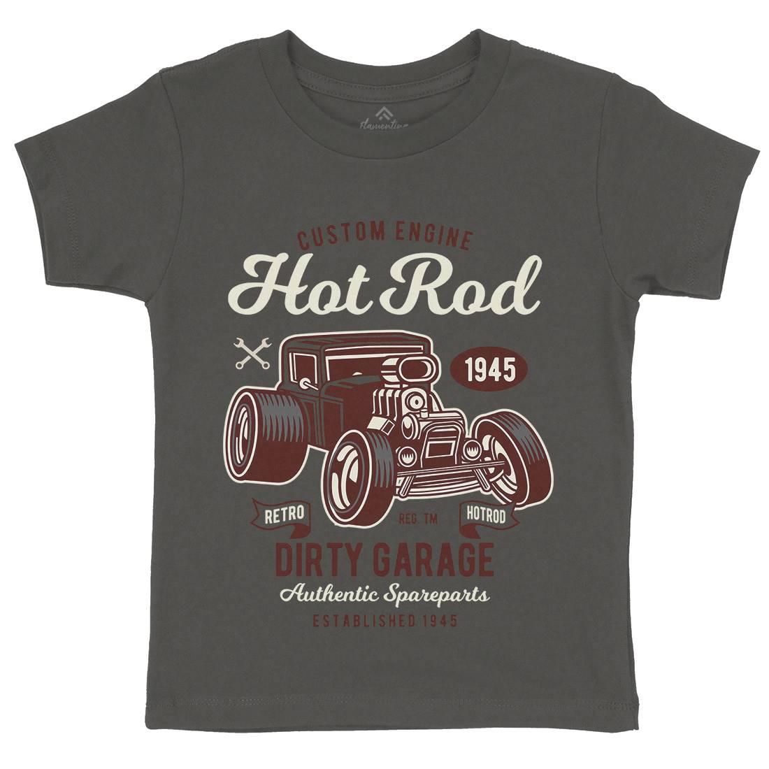 Retro Hotrod Kids Organic Crew Neck T-Shirt Cars D566