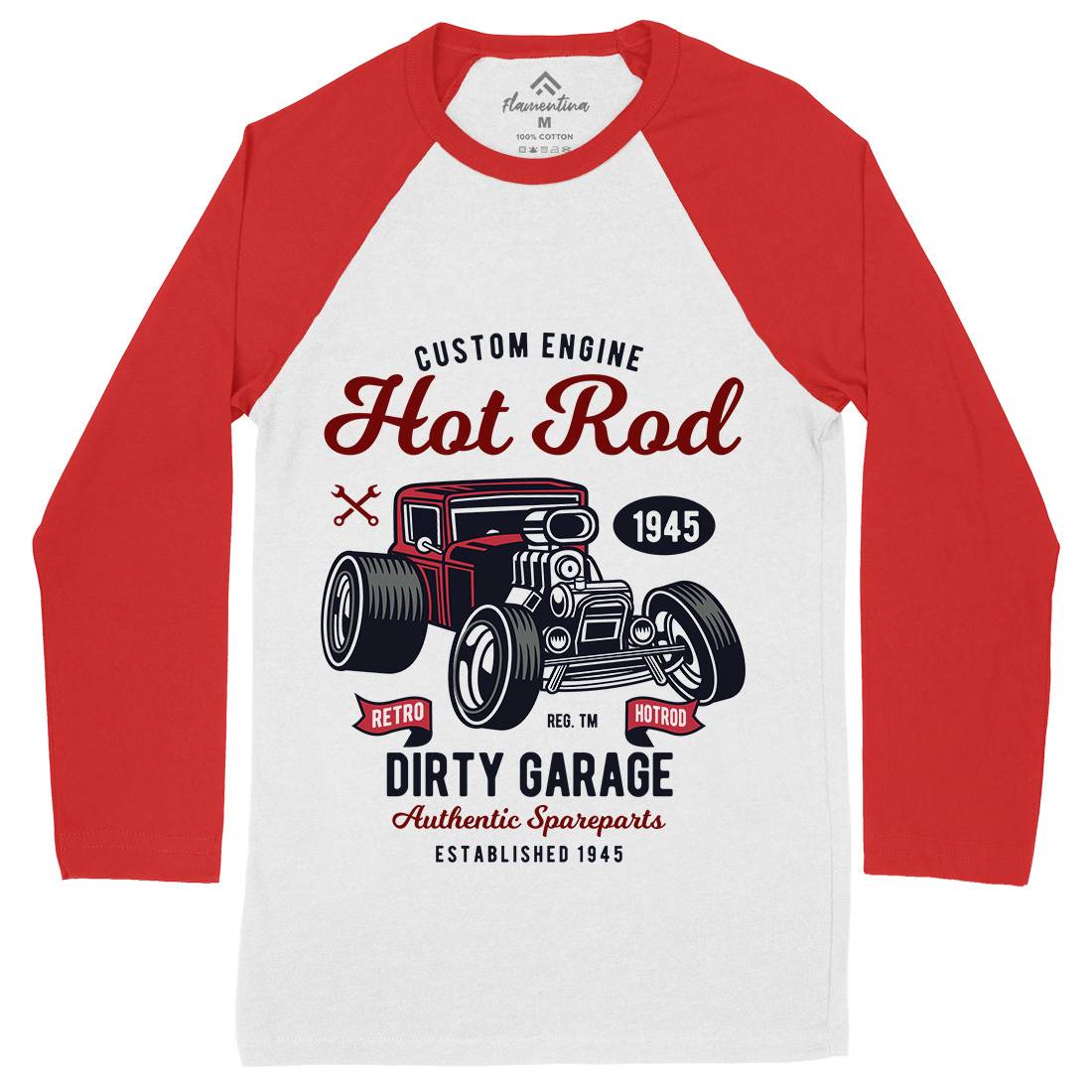 Retro Hotrod Mens Long Sleeve Baseball T-Shirt Cars D566