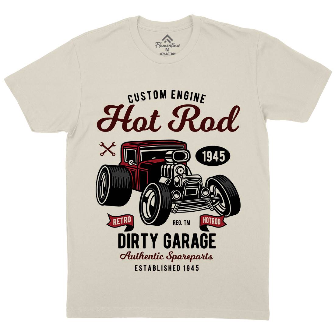 Retro Hotrod Mens Organic Crew Neck T-Shirt Cars D566