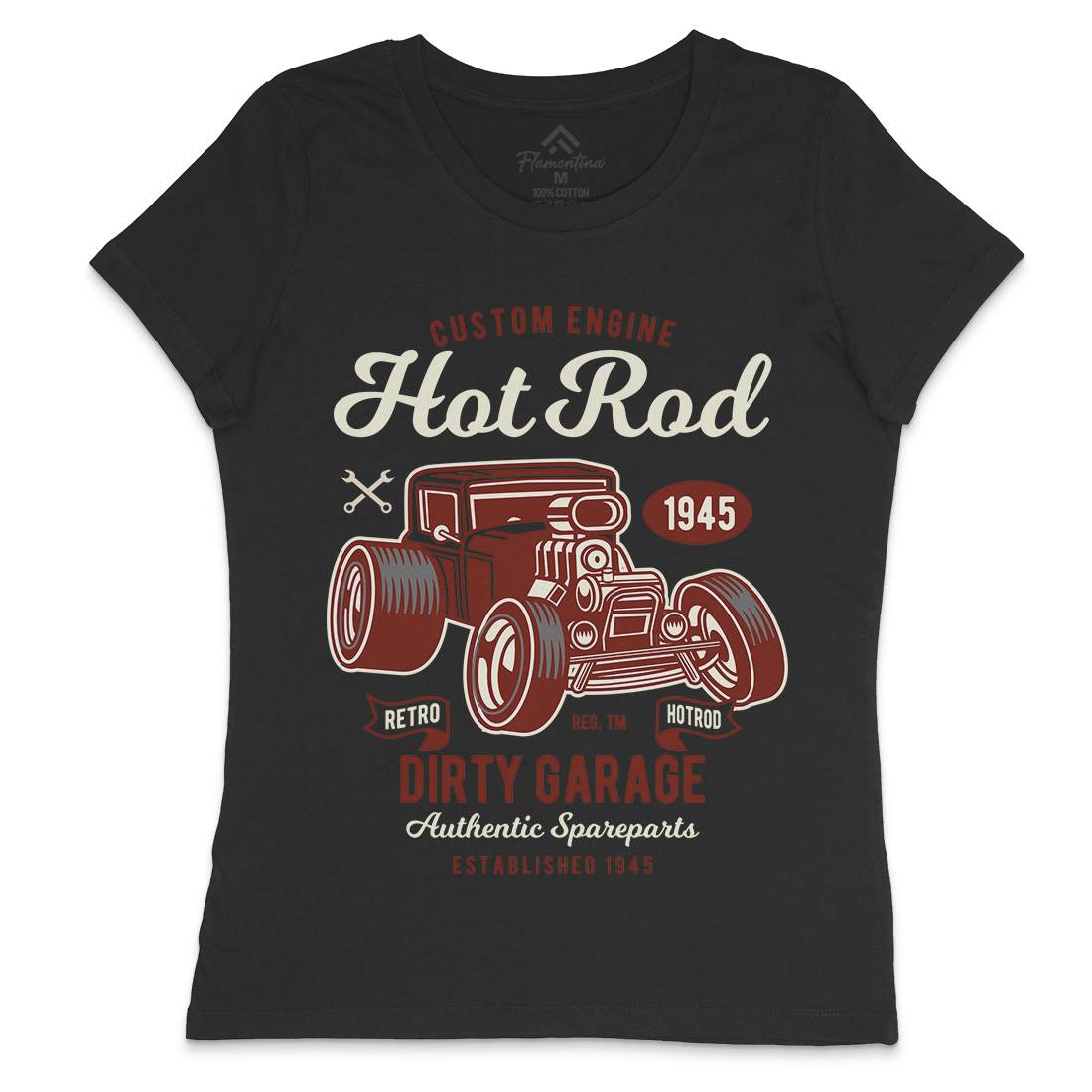 Retro Hotrod Womens Crew Neck T-Shirt Cars D566