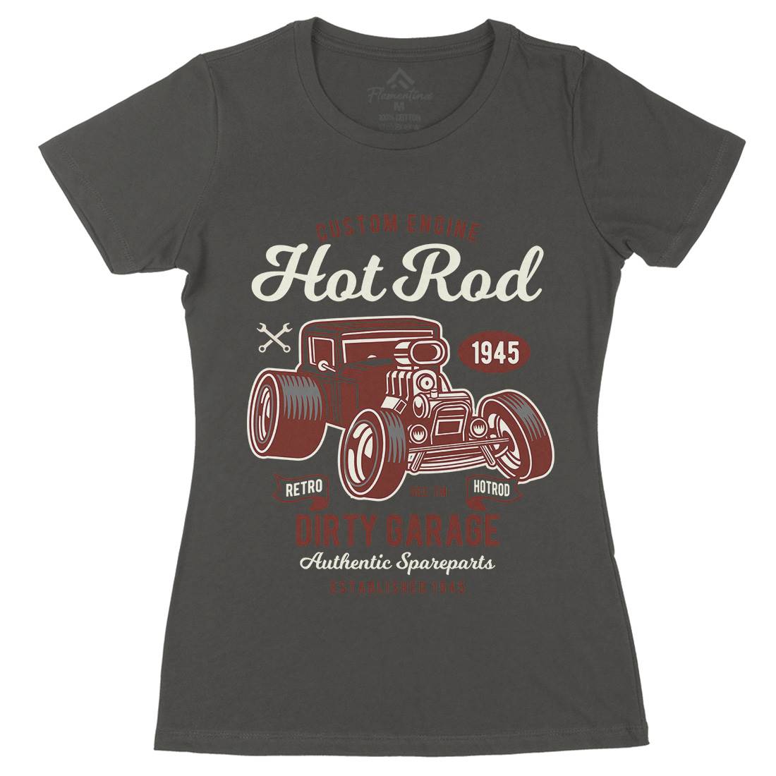 Retro Hotrod Womens Organic Crew Neck T-Shirt Cars D566