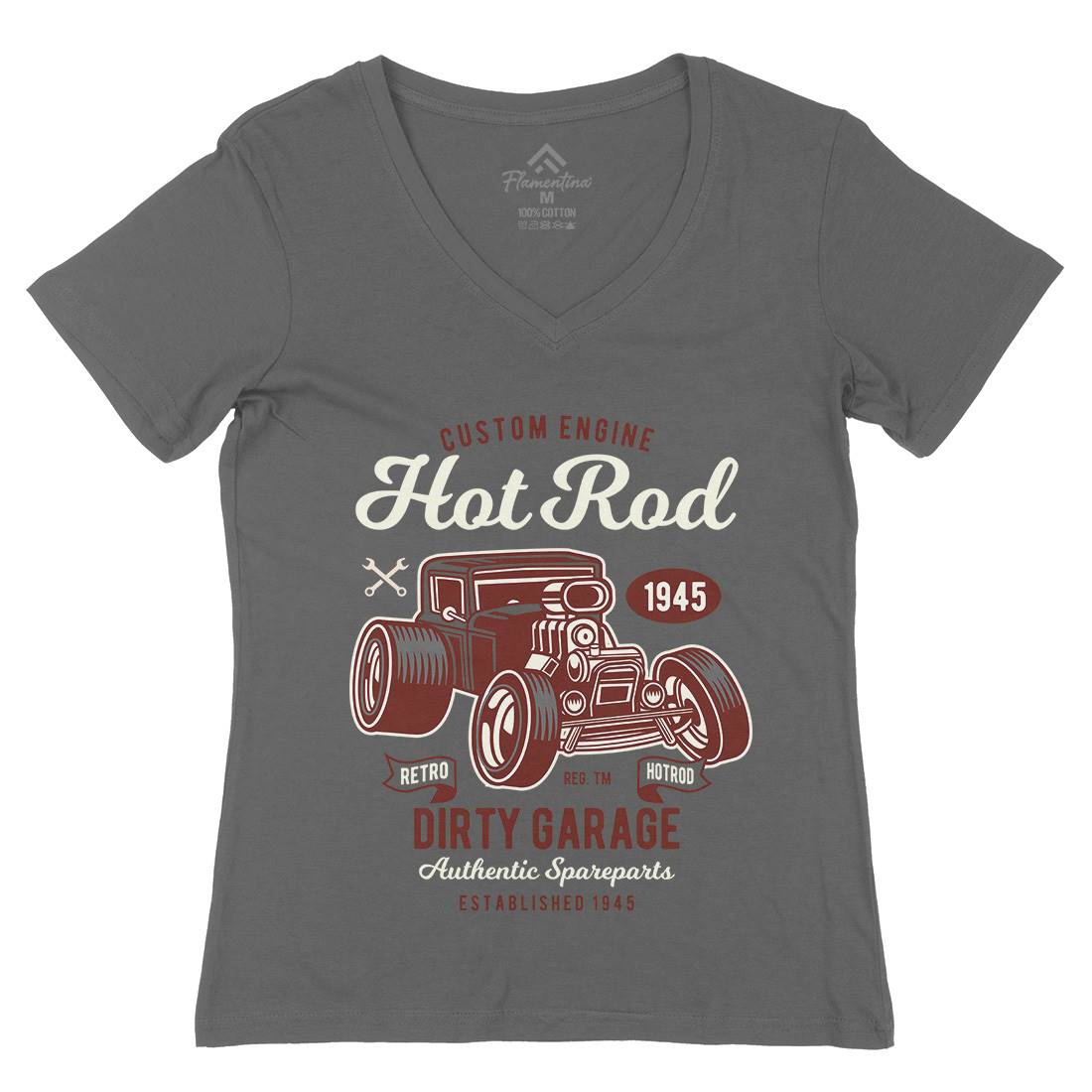 Retro Hotrod Womens Organic V-Neck T-Shirt Cars D566