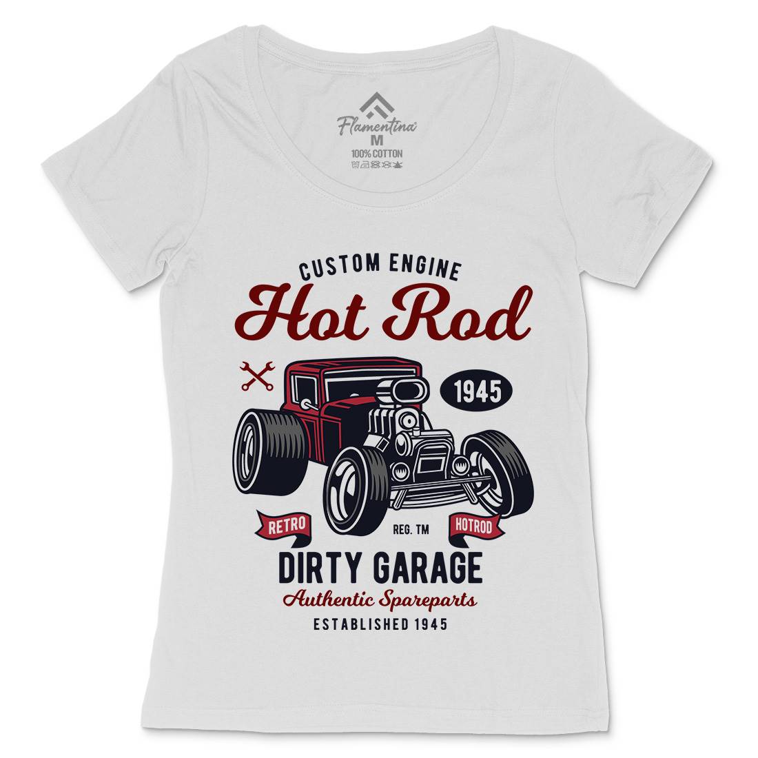 Retro Hotrod Womens Scoop Neck T-Shirt Cars D566