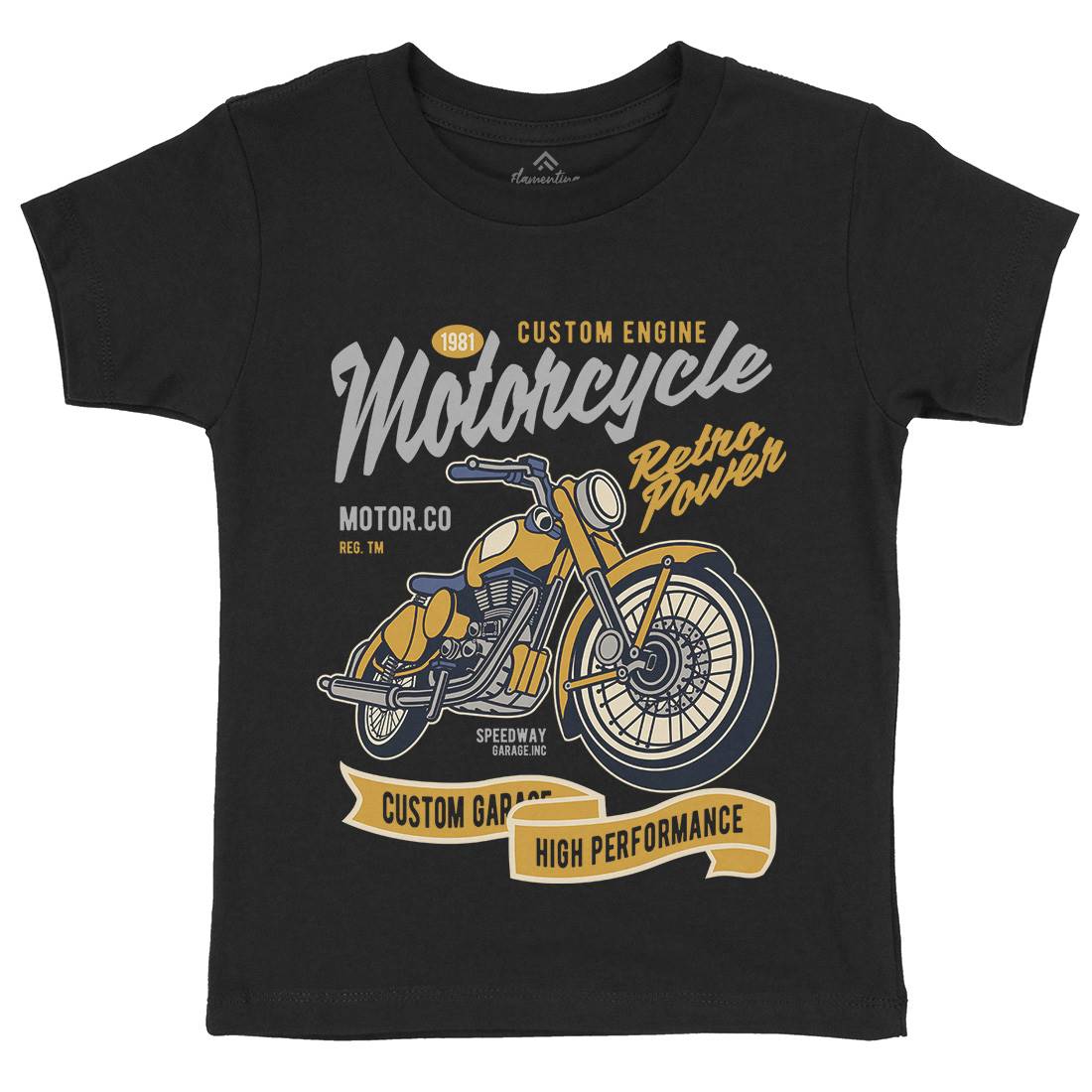 Retro Power Kids Crew Neck T-Shirt Motorcycles D567