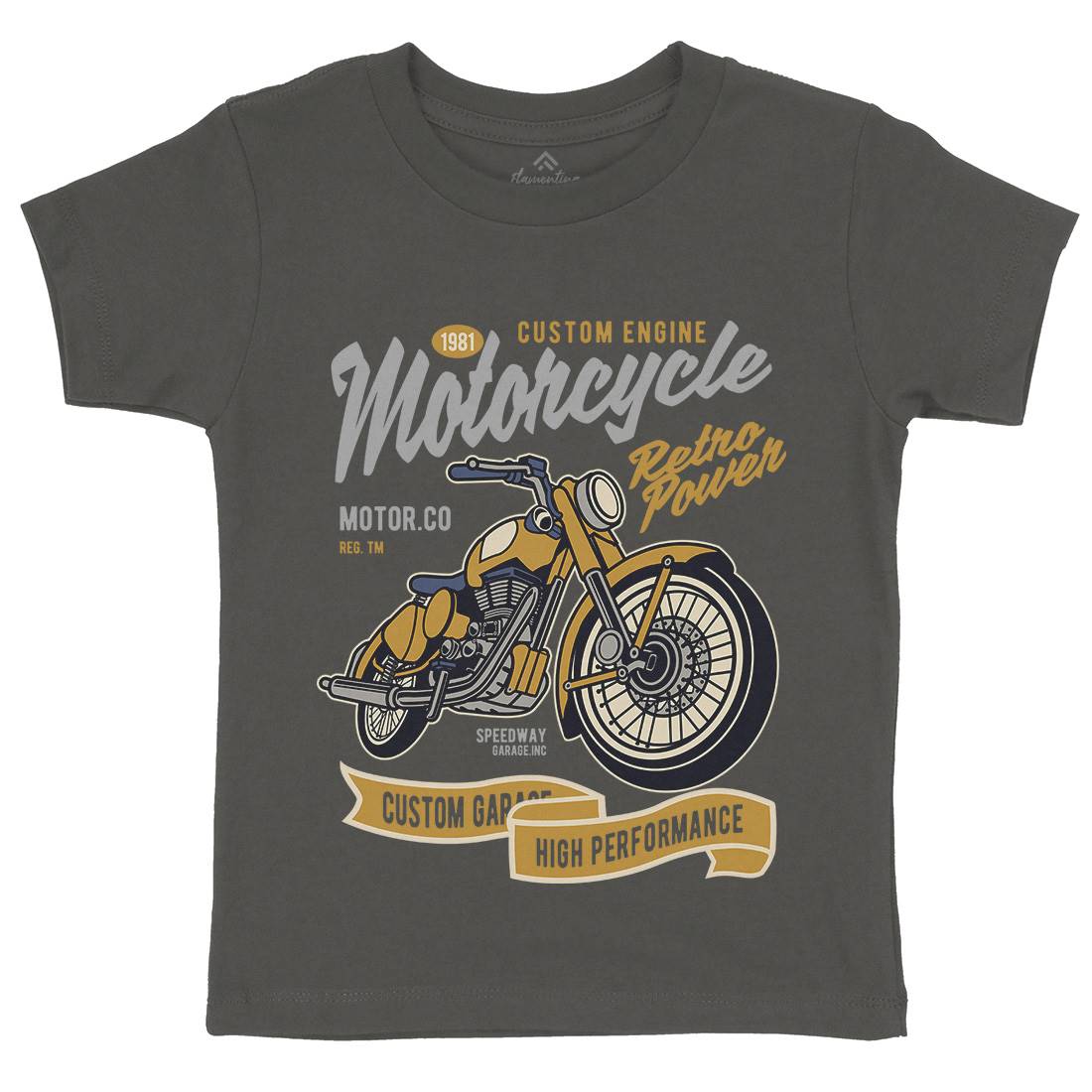Retro Power Kids Crew Neck T-Shirt Motorcycles D567