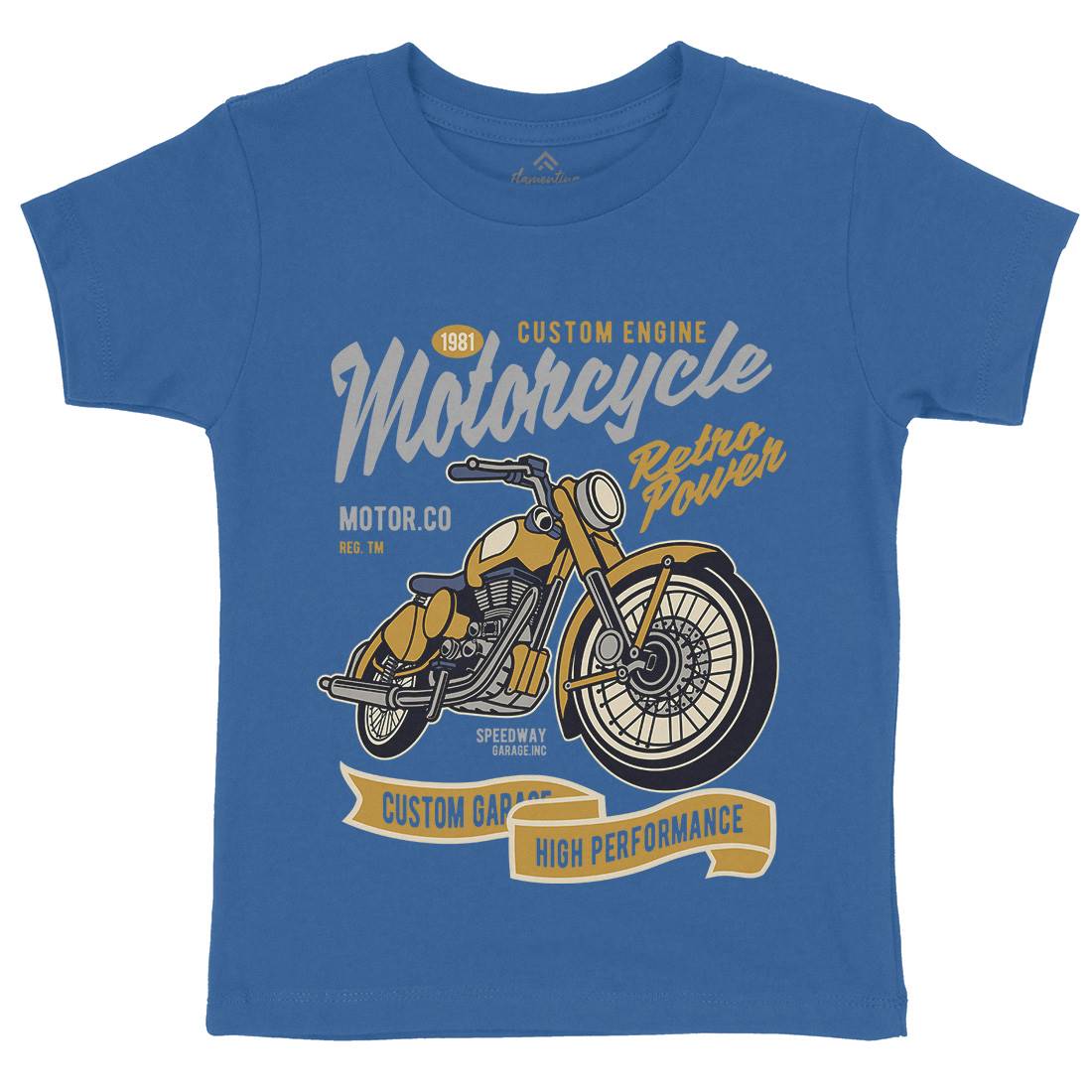 Retro Power Kids Organic Crew Neck T-Shirt Motorcycles D567