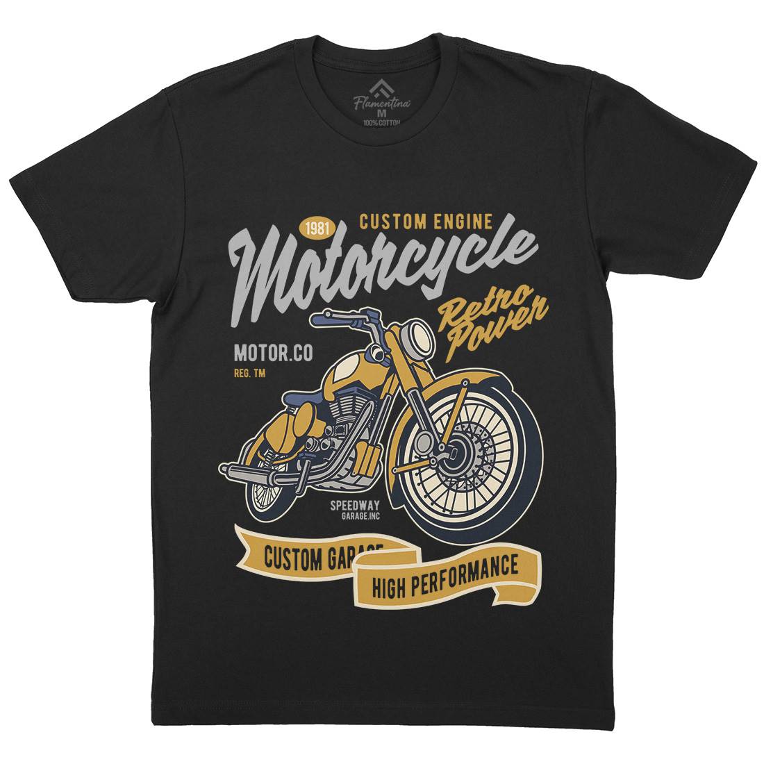 Retro Power Mens Organic Crew Neck T-Shirt Motorcycles D567