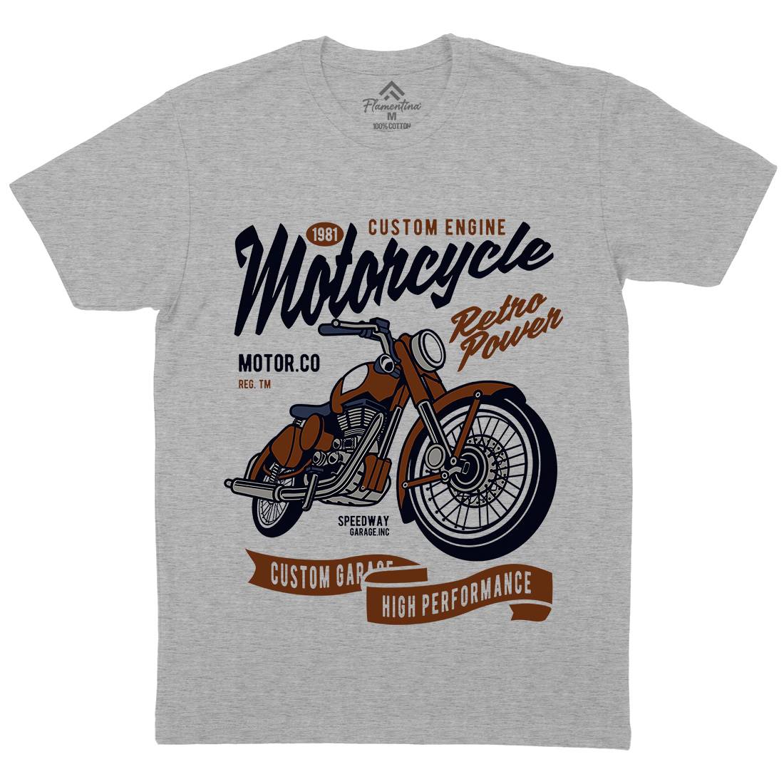 Retro Power Mens Crew Neck T-Shirt Motorcycles D567