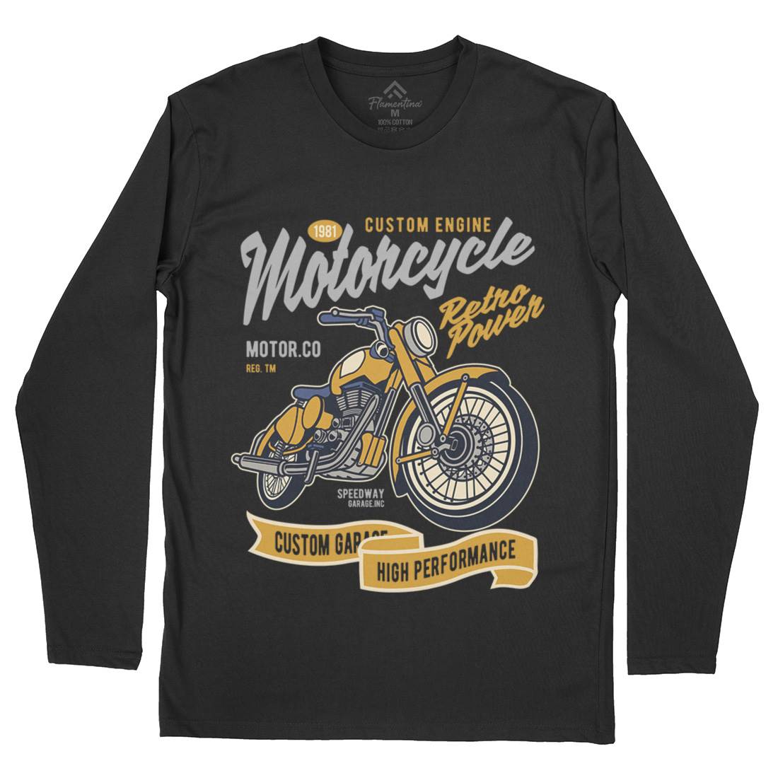 Retro Power Mens Long Sleeve T-Shirt Motorcycles D567