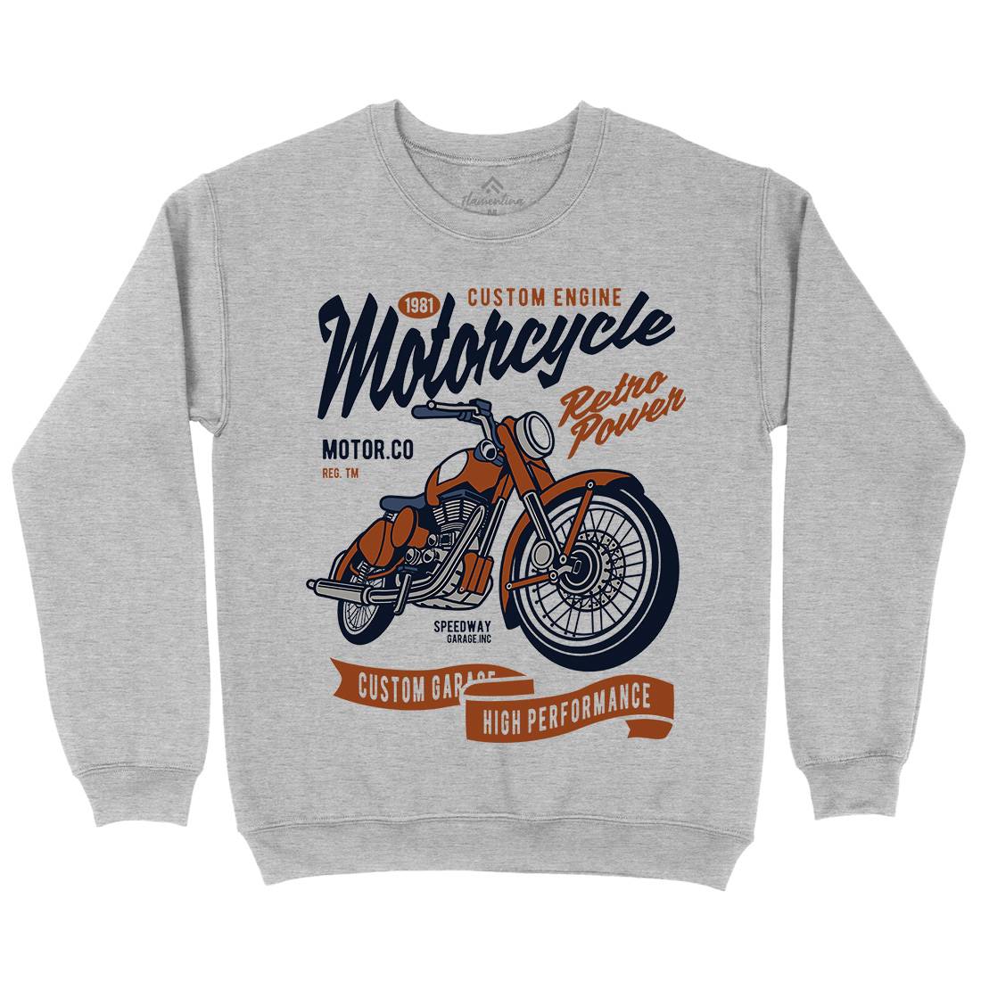 Retro Power Mens Crew Neck Sweatshirt Motorcycles D567