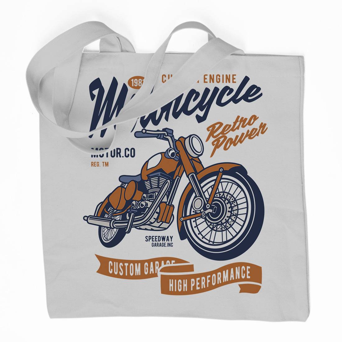 Retro Power Organic Premium Cotton Tote Bag Motorcycles D567