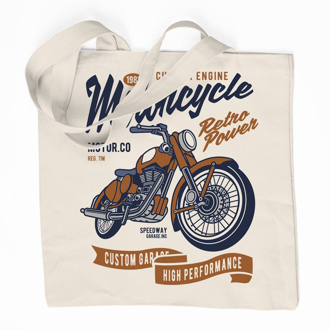 Retro Power Organic Premium Cotton Tote Bag Motorcycles D567
