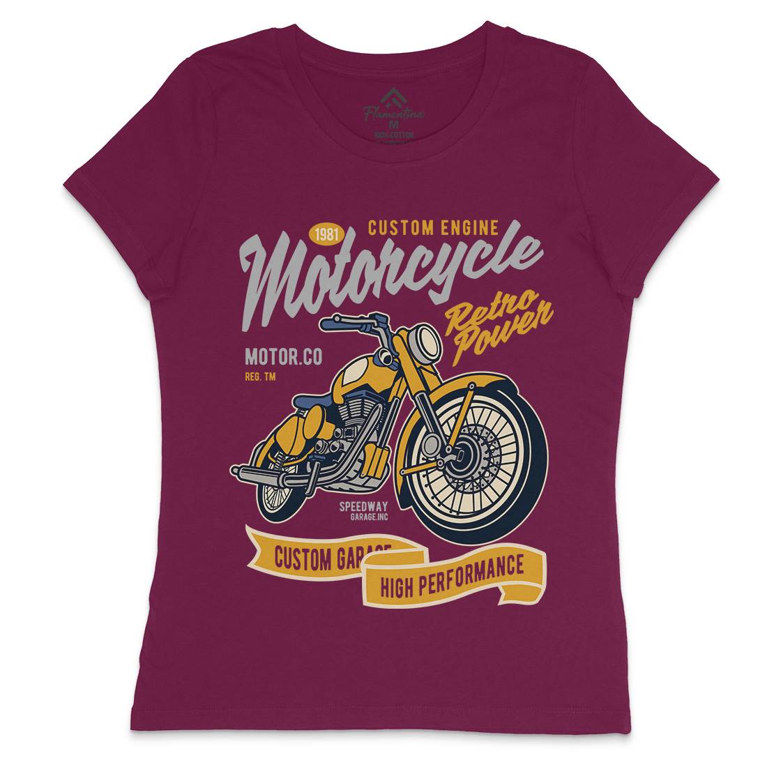 Retro Power Womens Crew Neck T-Shirt Motorcycles D567