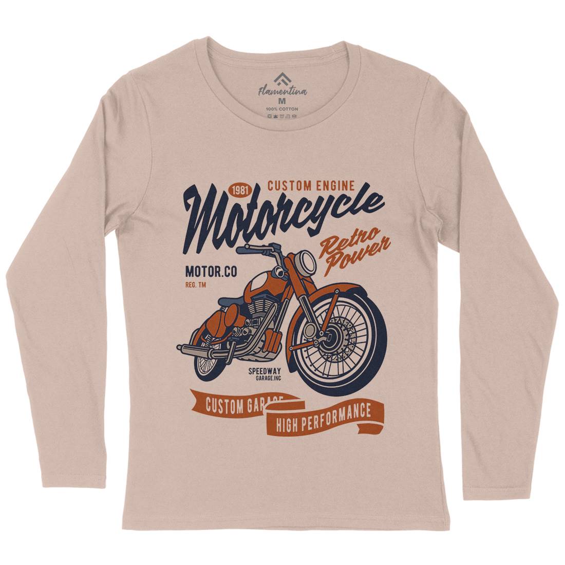 Retro Power Womens Long Sleeve T-Shirt Motorcycles D567