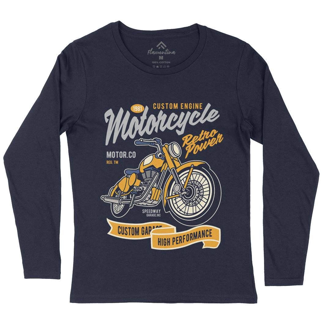 Retro Power Womens Long Sleeve T-Shirt Motorcycles D567