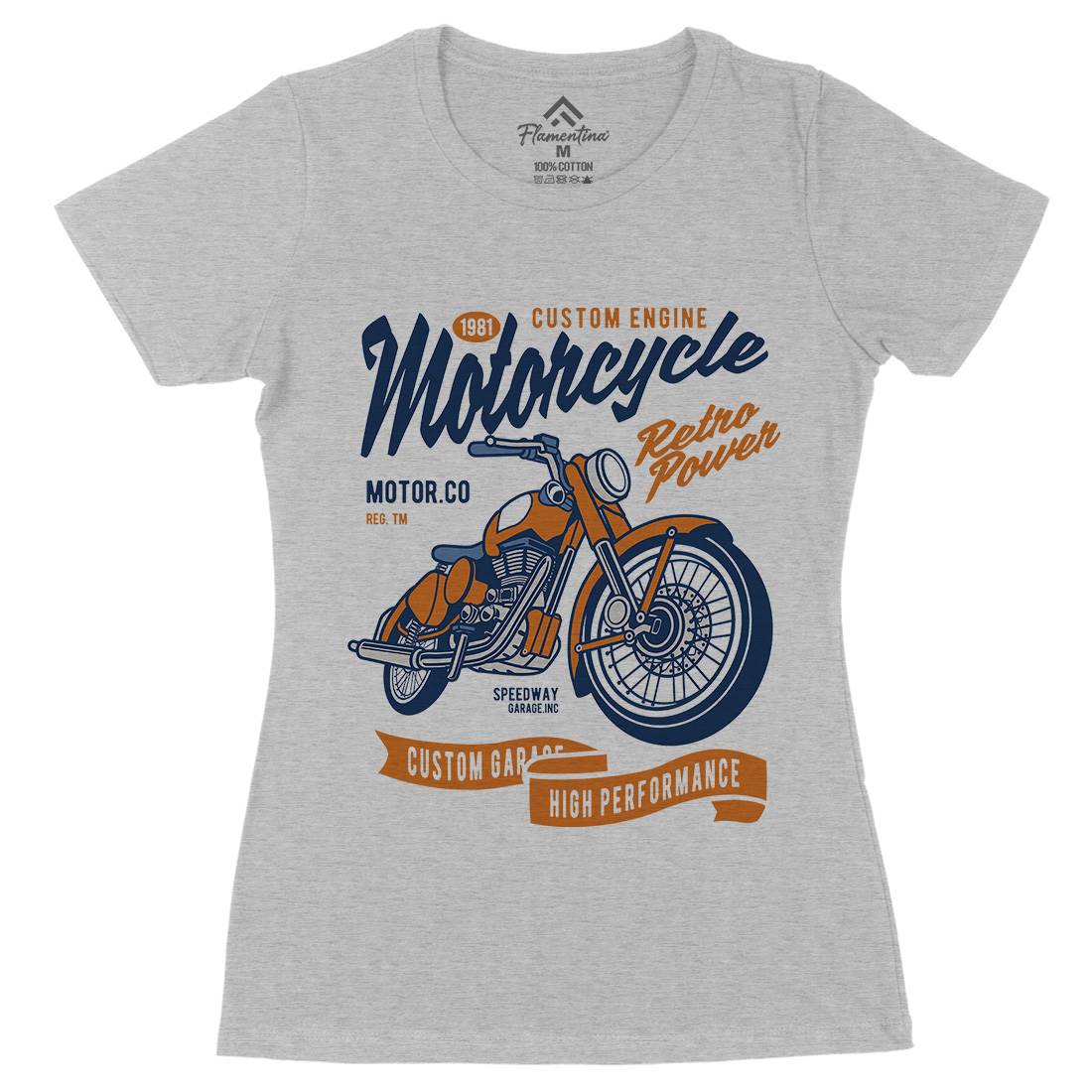 Retro Power Womens Organic Crew Neck T-Shirt Motorcycles D567