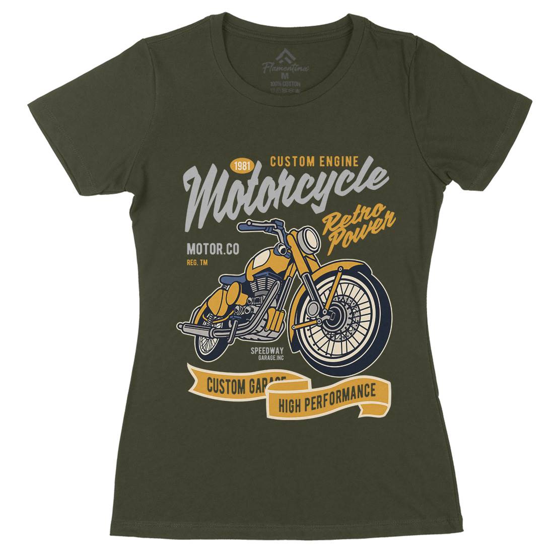 Retro Power Womens Organic Crew Neck T-Shirt Motorcycles D567