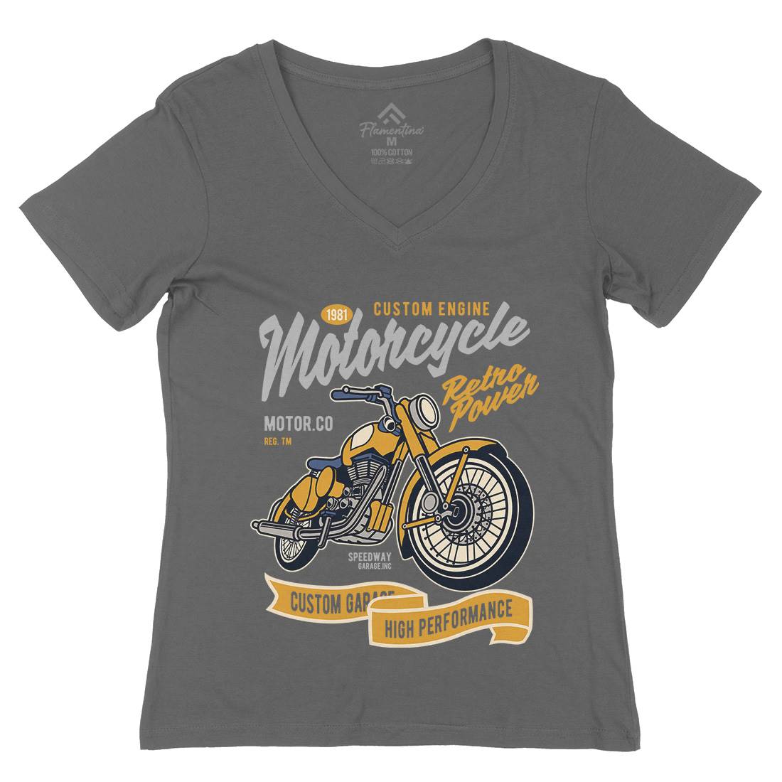 Retro Power Womens Organic V-Neck T-Shirt Motorcycles D567