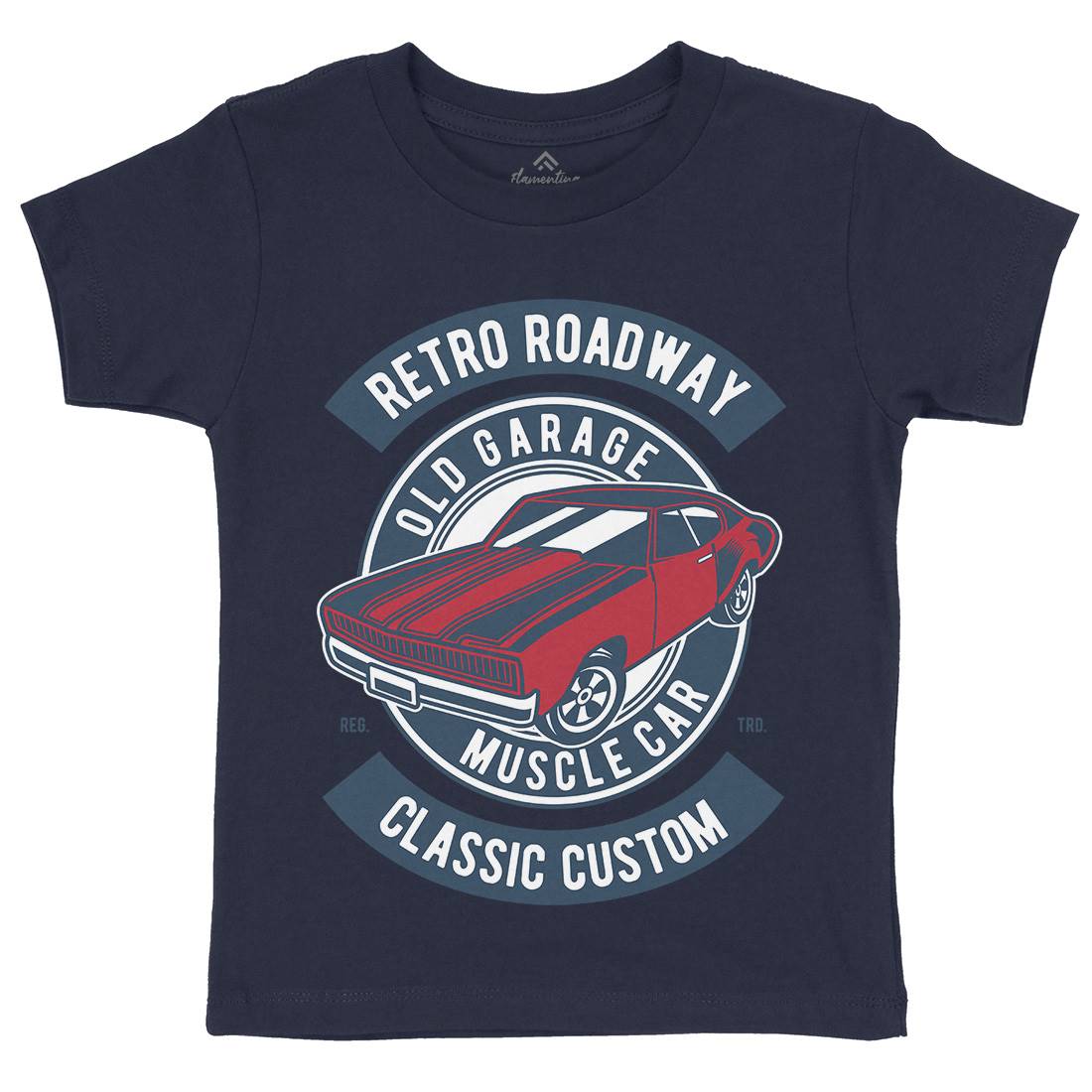 Retro Roadway Kids Crew Neck T-Shirt Cars D568