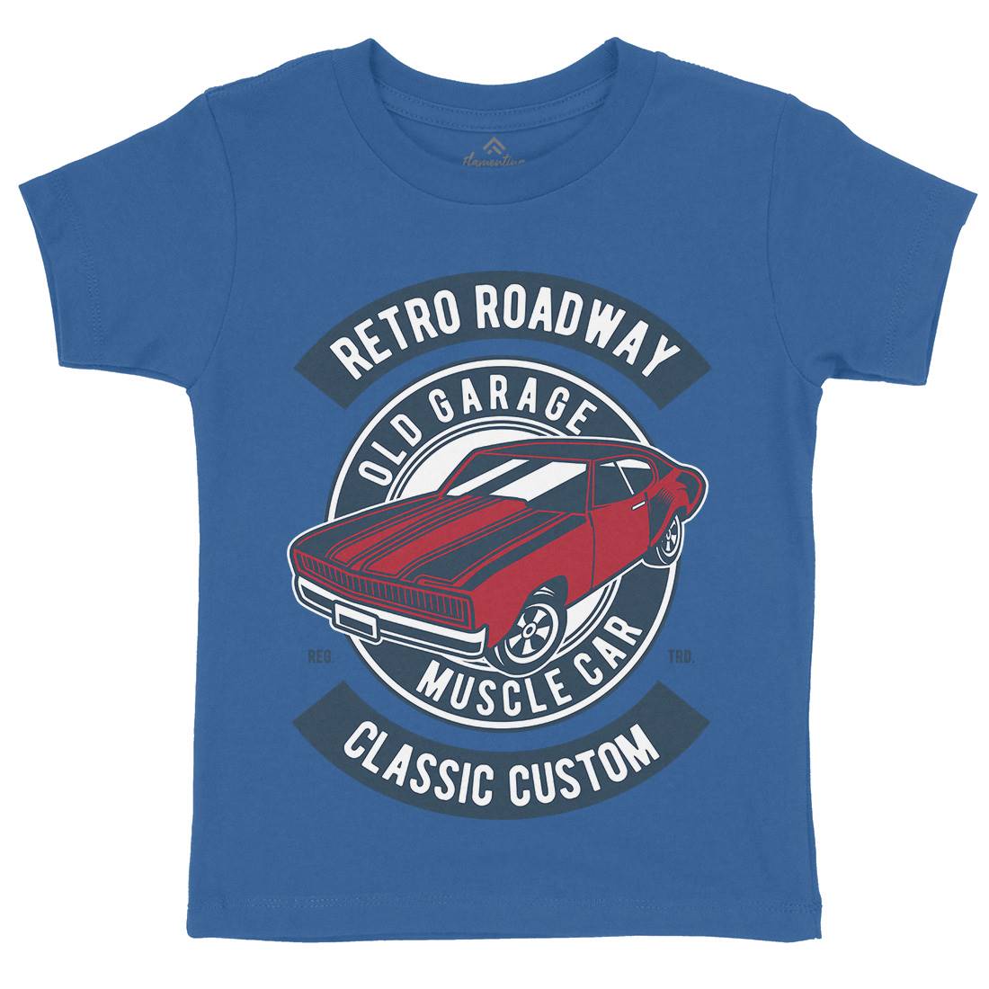 Retro Roadway Kids Organic Crew Neck T-Shirt Cars D568