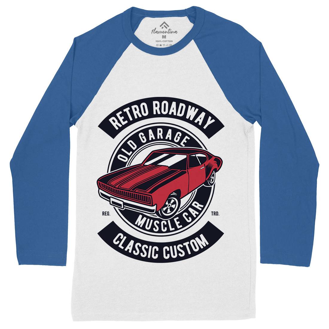 Retro Roadway Mens Long Sleeve Baseball T-Shirt Cars D568