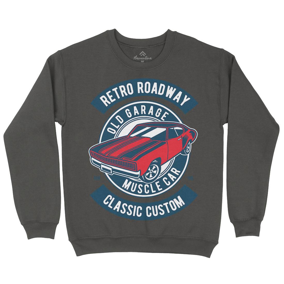 Retro Roadway Kids Crew Neck Sweatshirt Cars D568
