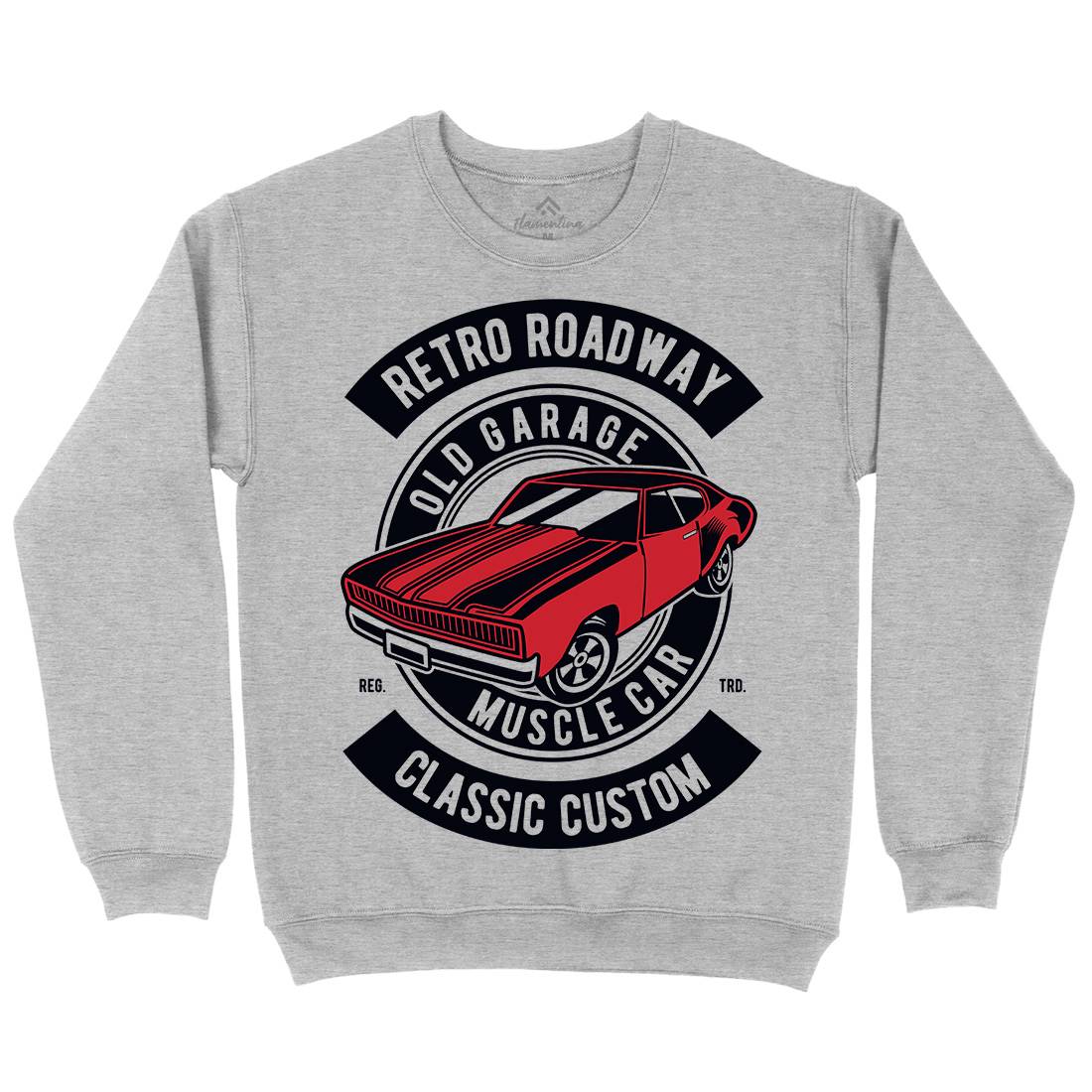 Retro Roadway Kids Crew Neck Sweatshirt Cars D568
